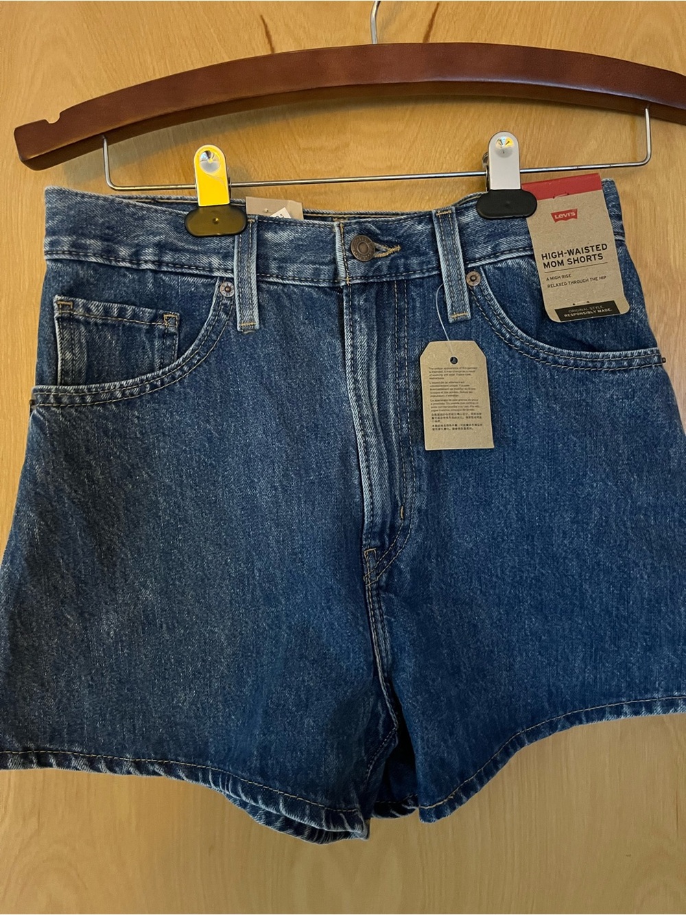 Levi's High-Waist Denim Mom Shorts in Dark Blue